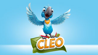 Cleo fliegend auf einem Blatt